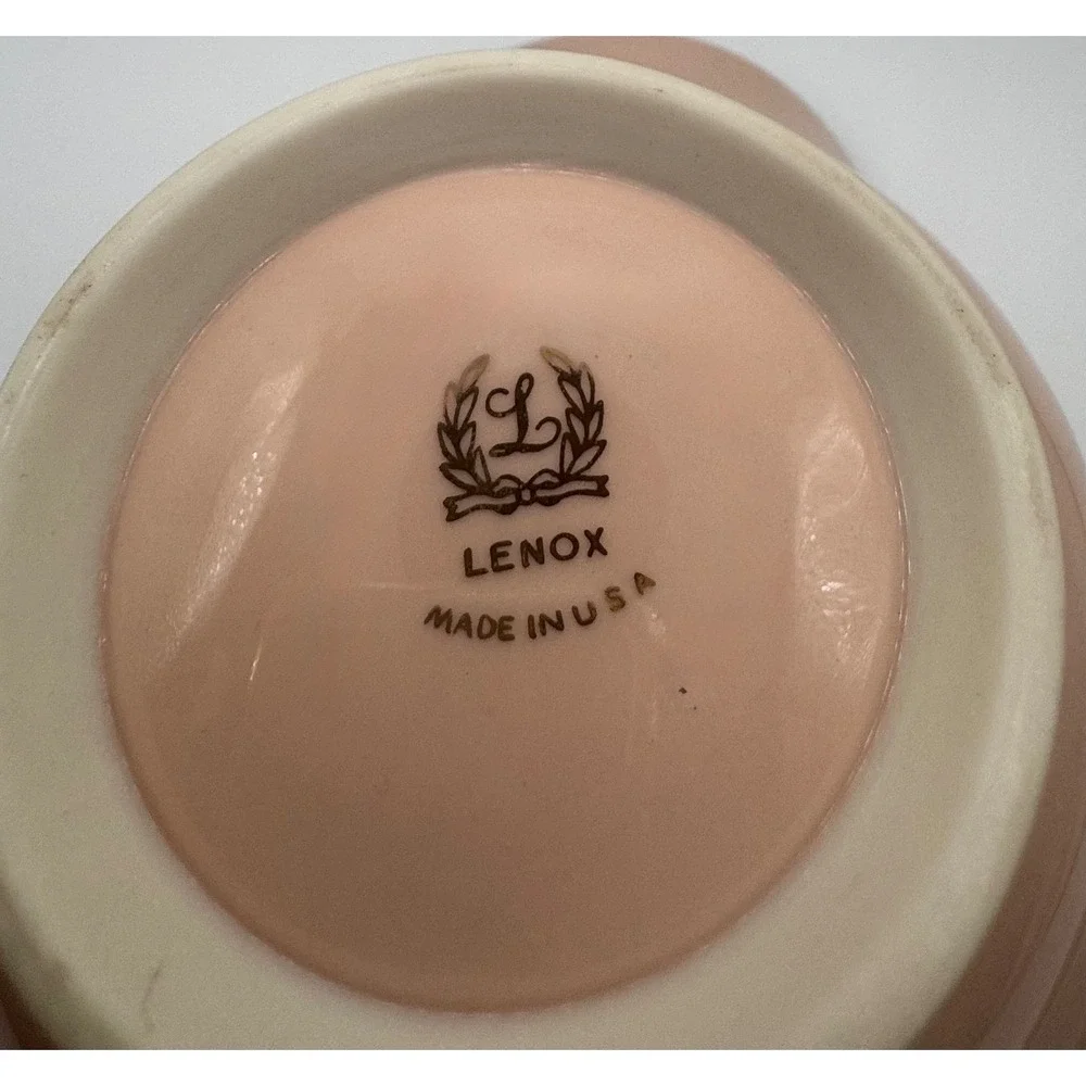 Lenox Trinket Dish Ring Holder Bowl Pink Gold Trim Made in USA Decor‎